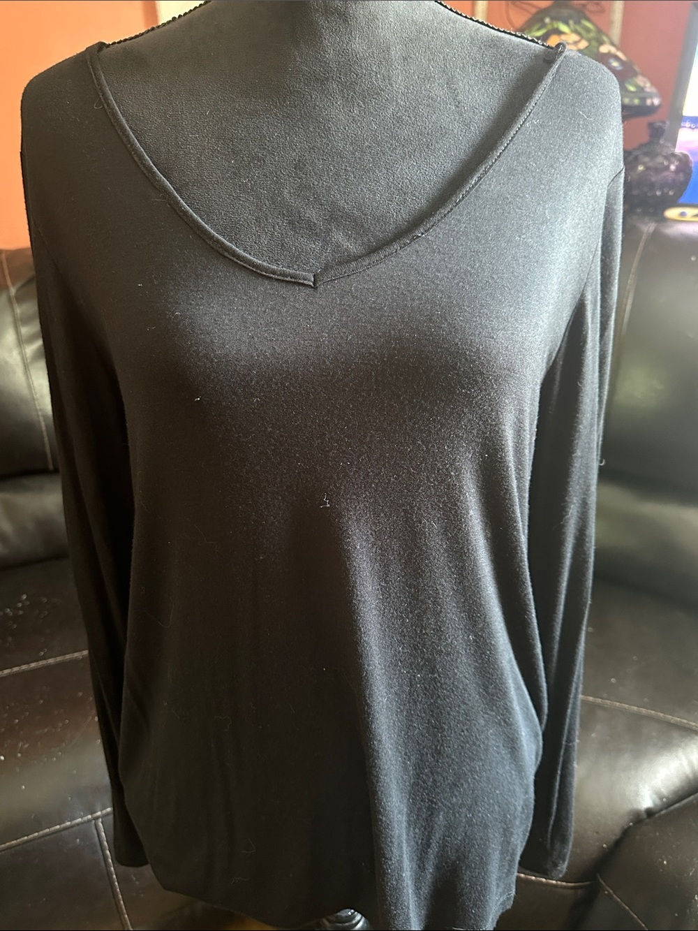Glitz Black V-Neck Long Sleeve Top